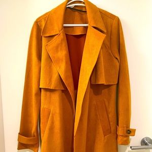 Trench coat, soft material, shin length